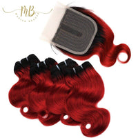 Perruque en cheveux naturels de couleur rouge dégradée pour femme