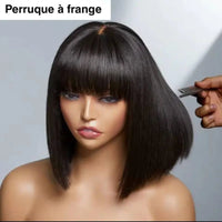 Perruque bob à frange pour femme