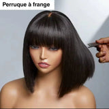 Perruque bob à frange pour femme