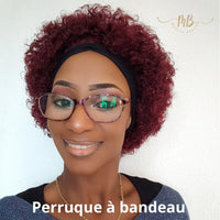 Perruque cheveux naturels afro courte à bandeau pour femme