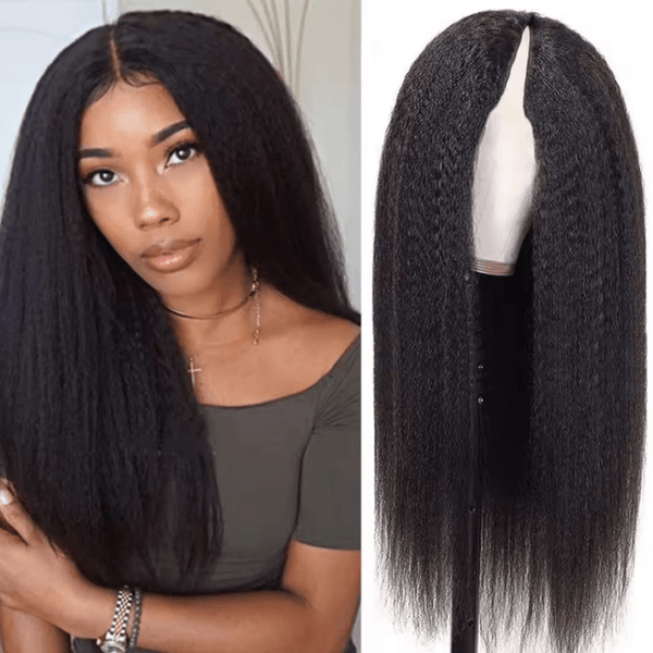 Magnifique perruque cheveux humains v part sans colle ni dentelle super naturelle