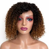 Perruque Cheveux Naturels  Frisés Ombrés Blond