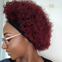 Perruque courte afro rouge à bandeau pour femme à petit prix