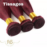 Tissage en cheveux naturels rouge raides pour femme