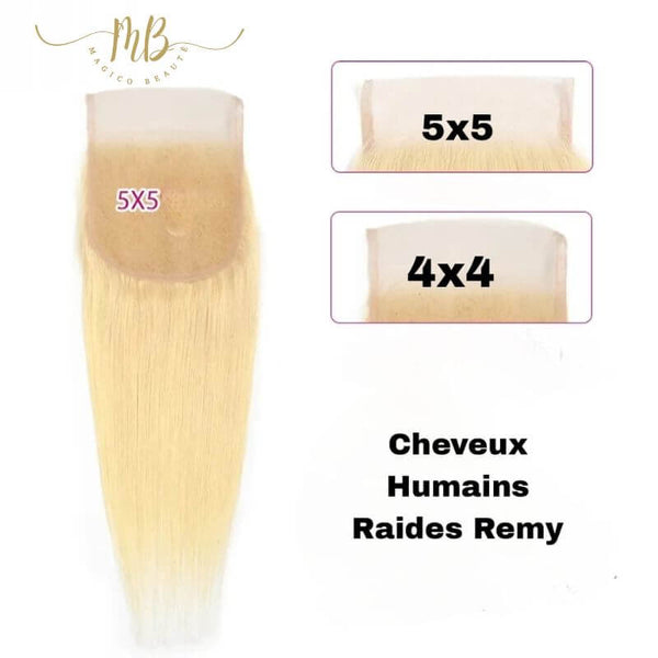 Closure en cheveux naturels humain blonds pour femme