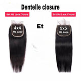 Closure en cheveux naturels 100% humain pour femme 