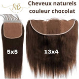 dentelle frontale et closure en cheveux humain avec son tissage pour femme