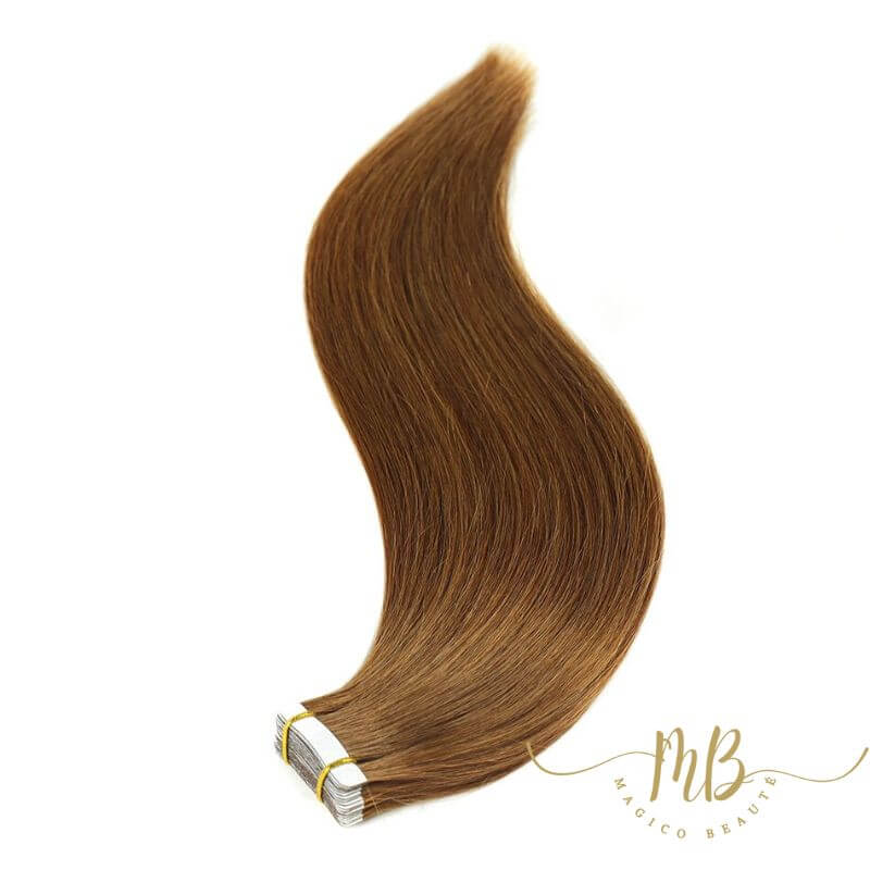 Extensions De Cheveux Naturels 46 Cm à Bandes Adhésives 004-Chocolat - Foto 5