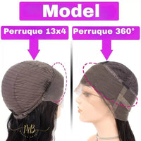 Perruque de cheveux raides avec lace frontal tour de tête pour femme