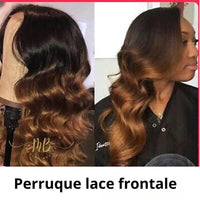 Perruque de cheveux naturels noir dégradé blonds