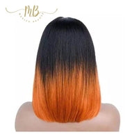 Perruque de cheveux humain de couleur noire et orange ombrée