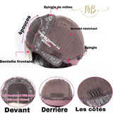 Perruque de cheveux naturel 100% humain avec closure dentelle pour femme 