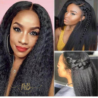 Cheveux naturels kinky raides avec lace frontal 360°pour femme