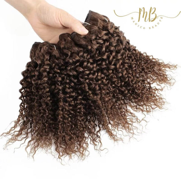 Tissage en cheveux naturels frisés courts avec closure  pour femme