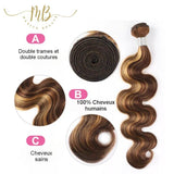 Tissage de cheveux naturels body wave avec closure à prix réduit 