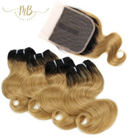 Tissage en cheveux naturels courts blonds avec closure