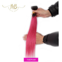 Tissage de cheveux naturels de couleur rose de qualité supérieur 