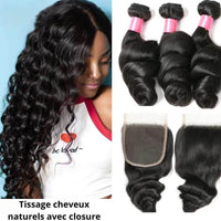 Tissage en cheveux naturels de texture curry pour femme