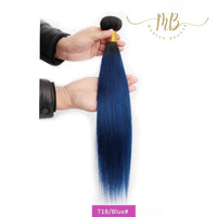 Tissage de cheveux naturels de couleur bleue pour femme